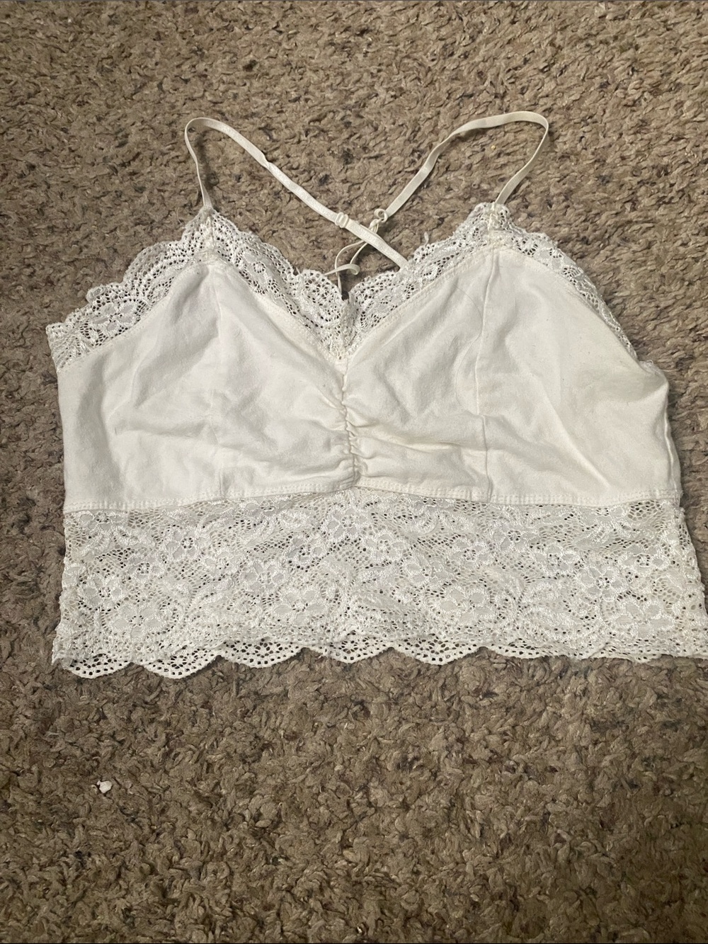 Bozzolo White Lace-Trim Camisole Bralette